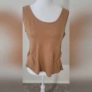 Poetry Women's Brown Tank Top Size 12 100% Linen
